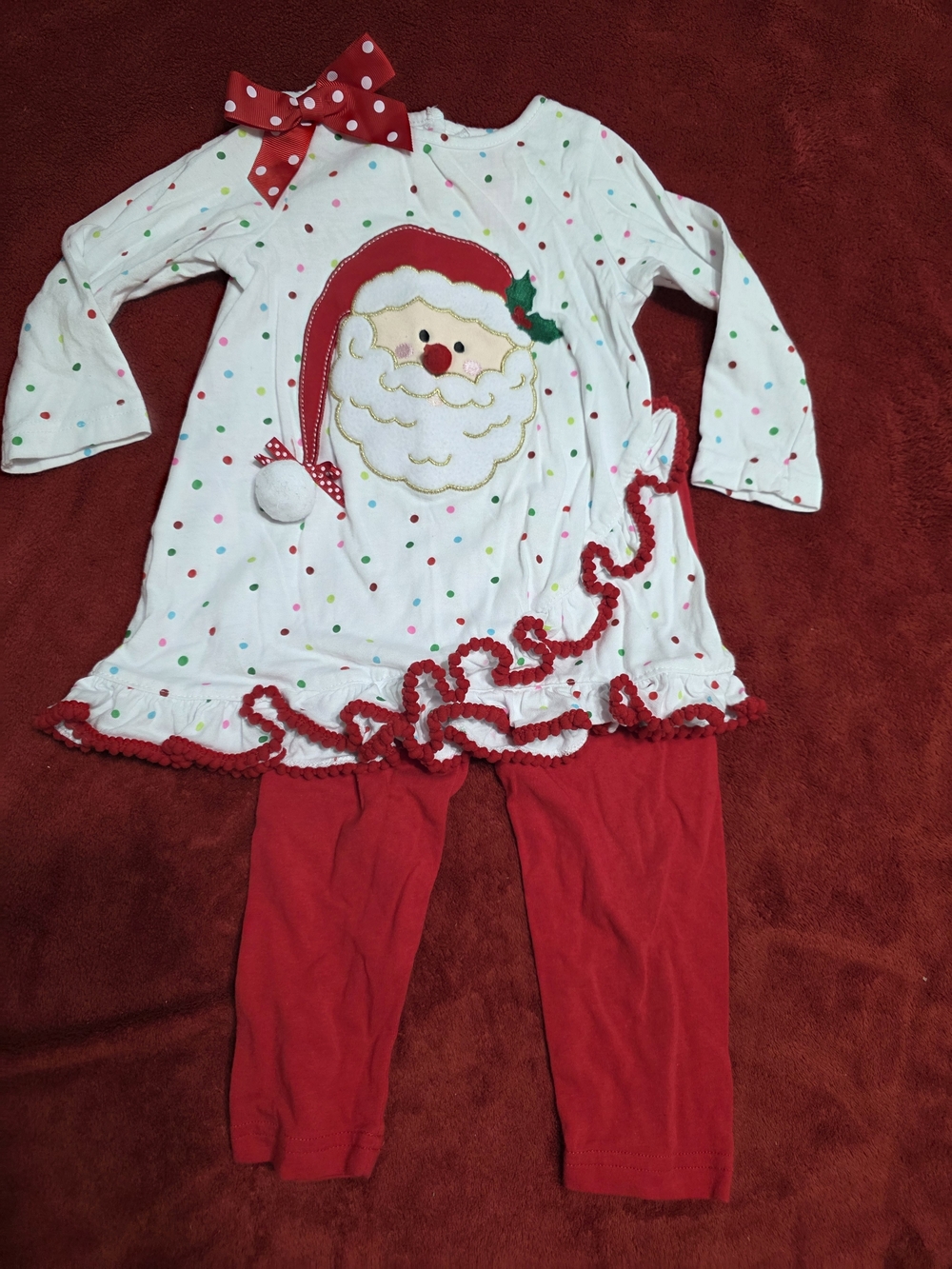 Good Lad White & Red Santa Polka Dot Kids Matching Set